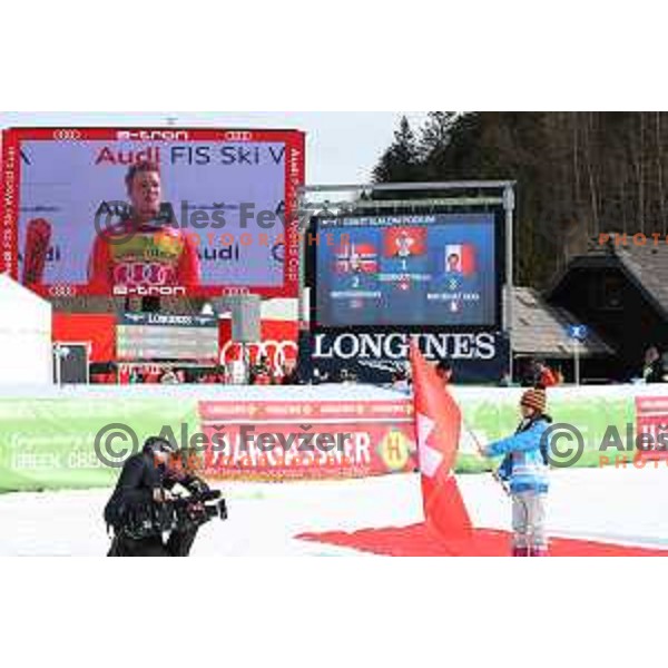 Marco Odermatt (SUI), winner of AUDI FIS Ski World Cup Giant Slalom for 62.Vitranc Cup, Kranjska Gora, Slovenia on March 12, 2023