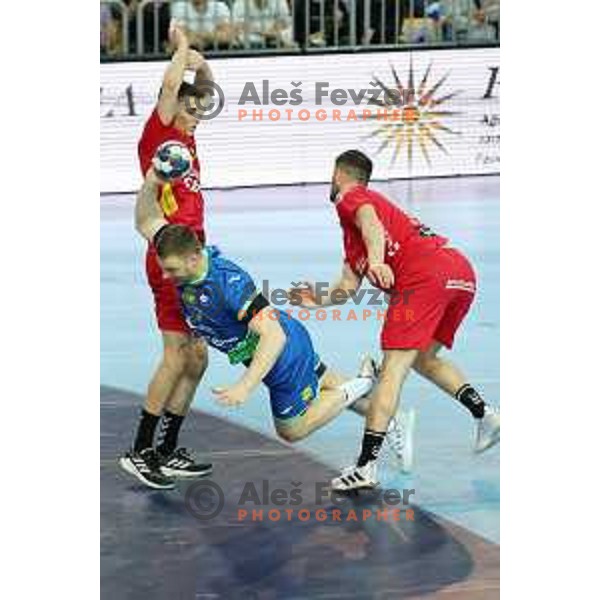 In action during Men\'s Euro 2024 Qualifiers handball match between Slovenia and Montenegro in Koper, Slovenia on March 12, 2023