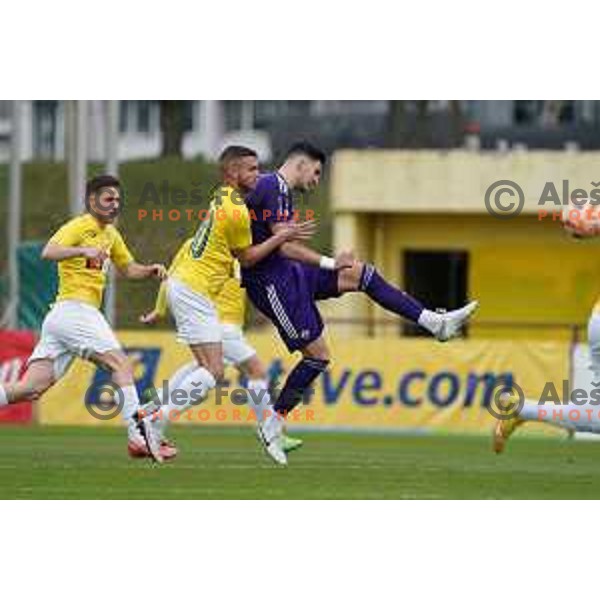 Marko Tolic in action during Prva Liga Telemach 2022-2023 football match between Bravo and Maribor in Ljubljana, Slovenia on March 15, 2023
