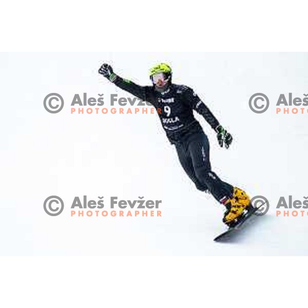 Tim Mastnak competes at FIS Snowboard World Cup Parallel Giant Slalom at Rogla Ski resort, Slovenia on March 15, 2023