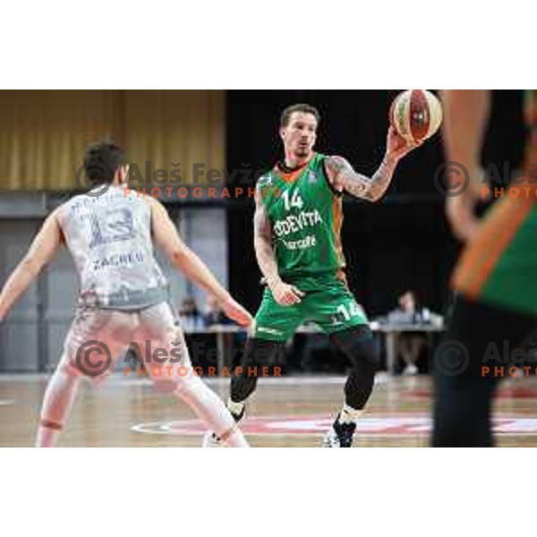 Josh Adams in action during ABA league 2022-2033 regular season match between Cedevita Olimpija and Cibona (CRO) in Ljubljana, Slovenia on March 18, 2023