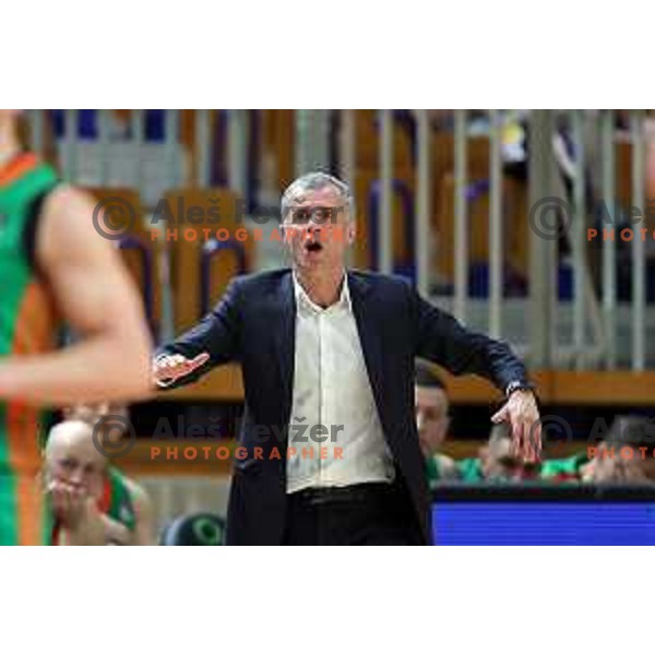 Miro Alilovic, head coach of Cedevita Olimpija during ABA league 2022-2033 regular season match between Cedevita Olimpija and Cibona (CRO) in Ljubljana, Slovenia on March 18, 2023