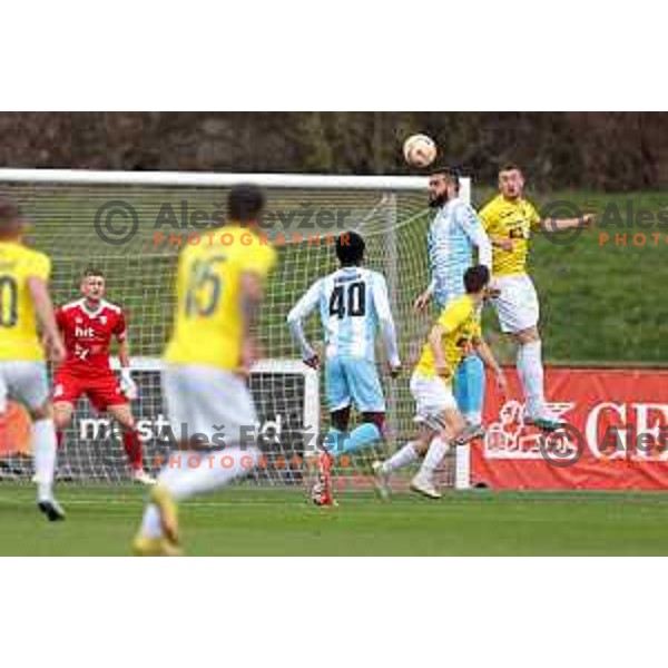 Nejc Mevlja in action during Prva Liga Telemach 2022-2023 football match between Bravo and Gorica in Ljubljana, Slovenia on March 19, 2023