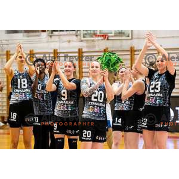 in action during The Final of the Slovenian Women\'s Cup basketball match between Cinkarna Celje and Triglav Kranj in Slovenske Konjice on March 19, 2023