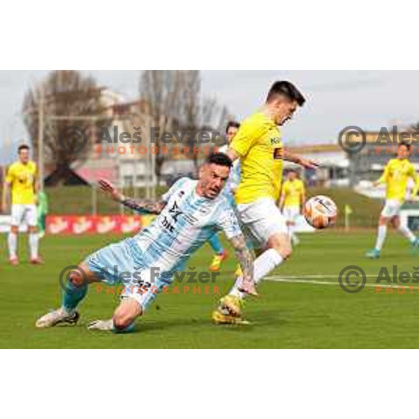 Luka Vekic and Martin Kramaric in action during Prva Liga Telemach 2022-2023 football match between Bravo and Gorica in Ljubljana, Slovenia on March 19, 2023