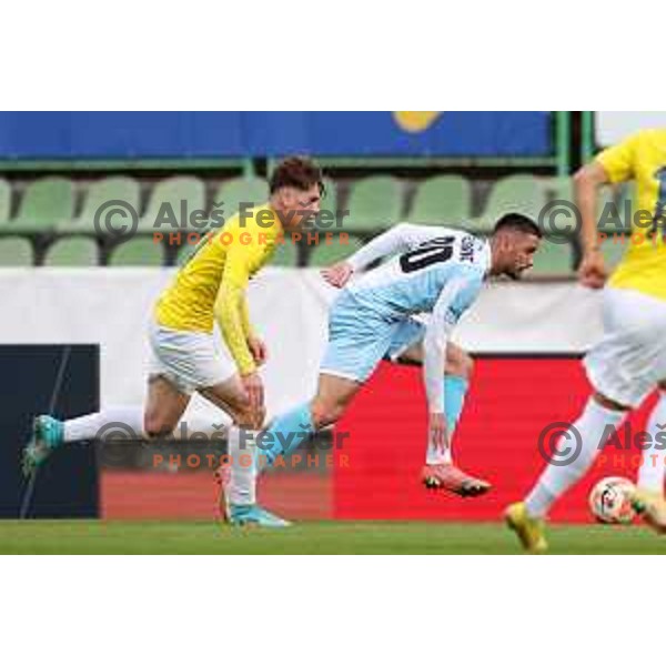 Dario Kolobaric in action during Prva Liga Telemach 2022-2023 football match between Bravo and Gorica in Ljubljana, Slovenia on March 19, 2023