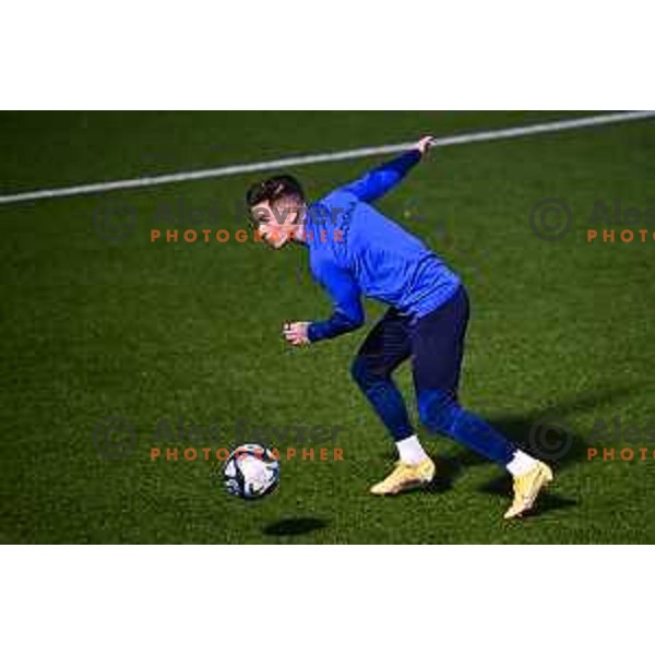Benjamin Verbic at practice session of Slovenia National Football team in Kranj on March 20, 2023