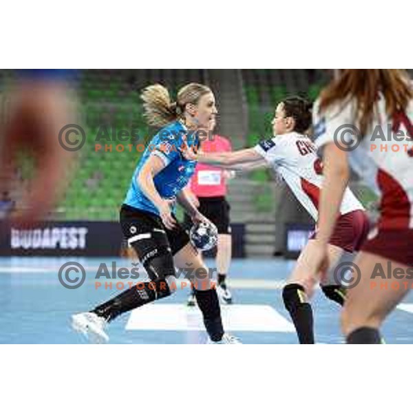 Barbara Lazovic in action during EHF Champions league Women 2022-2023 handball match between Krim Mercator (SLO) and Rapid Bucuresti (ROU) in Ljubljana, Slovenia on March 19,2023 
