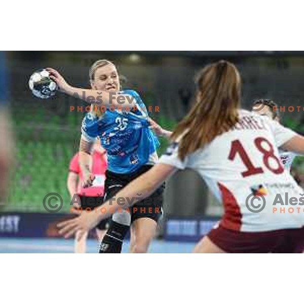 Barbara Lazovic in action during EHF Champions league Women 2022-2023 handball match between Krim Mercator (SLO) and Rapid Bucuresti (ROU) in Ljubljana, Slovenia on March 19,2023 