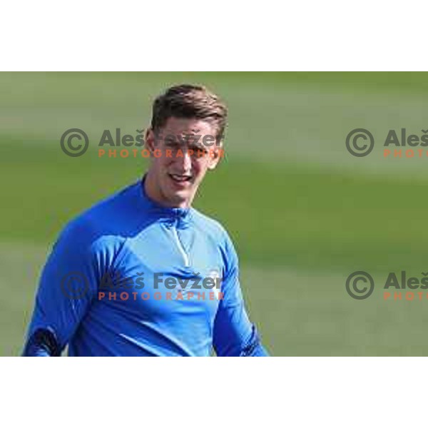 Andres Vombergar during practice session of Slovenia National football team at NNC Brdo, Slovenia on March 21, 2023