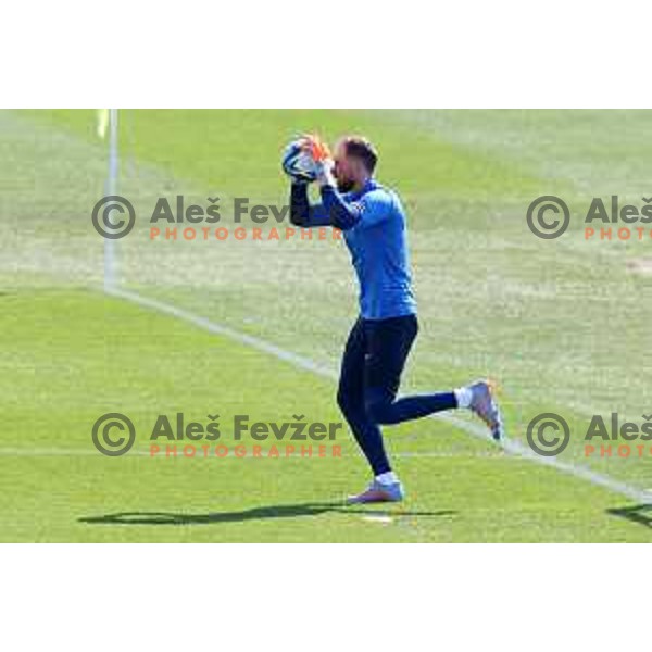 Jan Oblak during practice session of Slovenia National football team at NNC Brdo, Slovenia on March 21, 2023