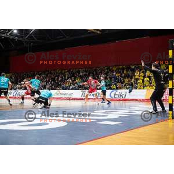 in action during EHF European Cup handball match between Gorenje Velenje and Vojvodina in Red Hall, Velenje, Slovenia on March 25, 2023