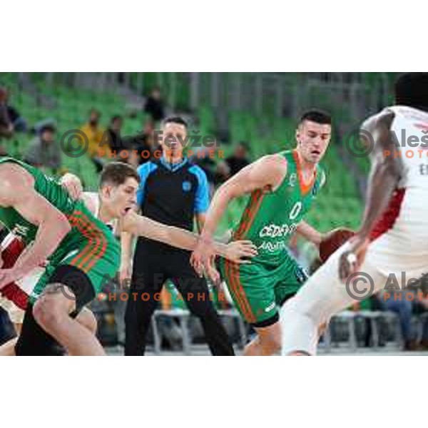 Matic Rebec in action during 7days EuroCup 2022-2023 regular season match between Cedevita Olimpija (SLO) and JL Bourg Mincidelice (FRA) in Stozice Arena, Ljubljana, Slovenia on March 29, 2023