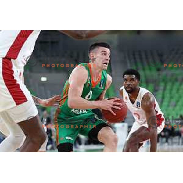 Matic Rebec in action during 7days EuroCup 2022-2023 regular season match between Cedevita Olimpija (SLO) and JL Bourg Mincidelice (FRA) in Stozice Arena, Ljubljana, Slovenia on March 29, 2023