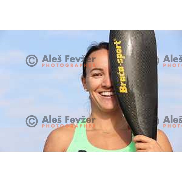 Anja Osterman during kayak practice session in Ankaran, Slovenia on October 6, 2022
