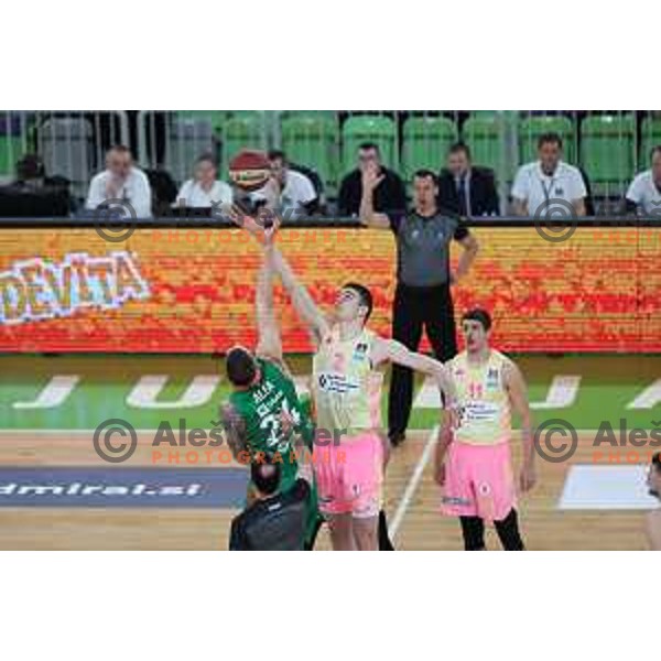 Alen Omic in action during ABA league 2022-2033 regular season match between Cedevita Olimpija and Mega Mis in Ljubljana, Slovenia on April 15, 2023 