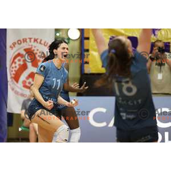 Sara Hutinski in action during The Final of Sportklub league volleyball match between Calcit and Gen I Volley in Kamnik, Slovenia on April 20, 2023
