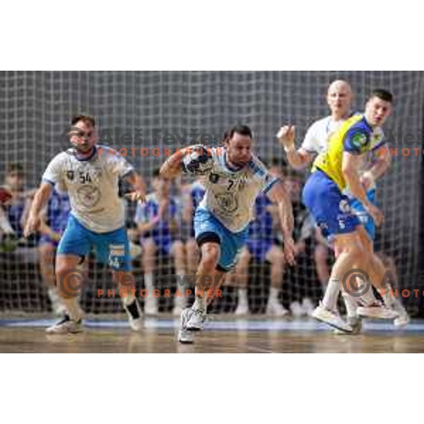 in action during handball Slovenian Cup match between Jerusalem Ormoz and Celje Pivovarna Lasko in Ormoz on May 7, 2023