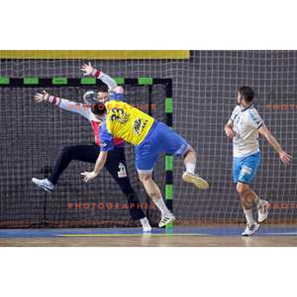 in action during handball Slovenian Cup match between Jerusalem Ormoz and Celje Pivovarna Lasko in Ormoz on May 7, 2023
