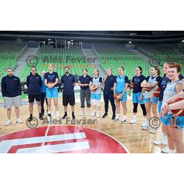 of Slovenia Women\'s Basketball team during practice session in Arena Stozice, Ljubljana on May 8, 2023