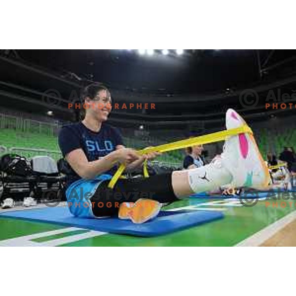 Tina Jakovina of Slovenia Women\'s Basketball team during a practice session in Arena Stozice, Ljubljana on May 8, 2023