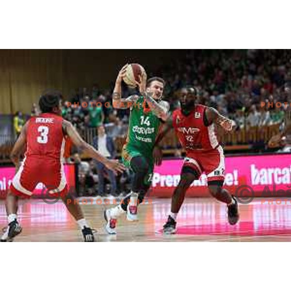 Josh Adams in action during the third match of quarter-final of ABA league between Cedevita Olimpija and FMP in Ljubljana, Slovenia on May 13, 2023