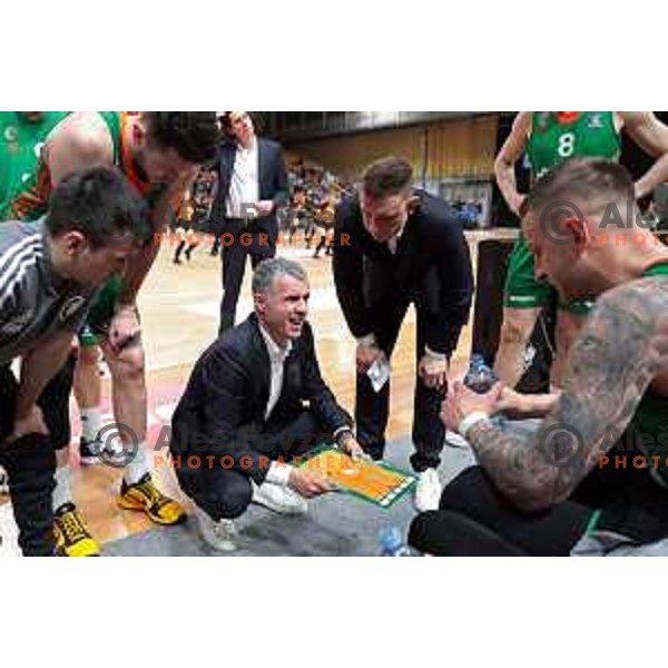 Miro Alilovic during the third match of quarter-final of ABA league between Cedevita Olimpija and FMP in Ljubljana, Slovenia on May 13, 2023