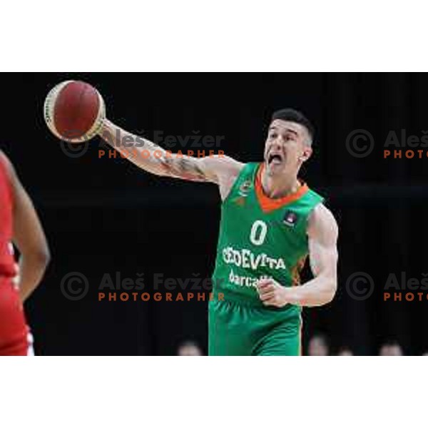 Matic Rebec in action during the third match of the quarter-final of the ABA league between Cedevita Olimpija and FMP in Ljubljana, Slovenia on May 13, 2023