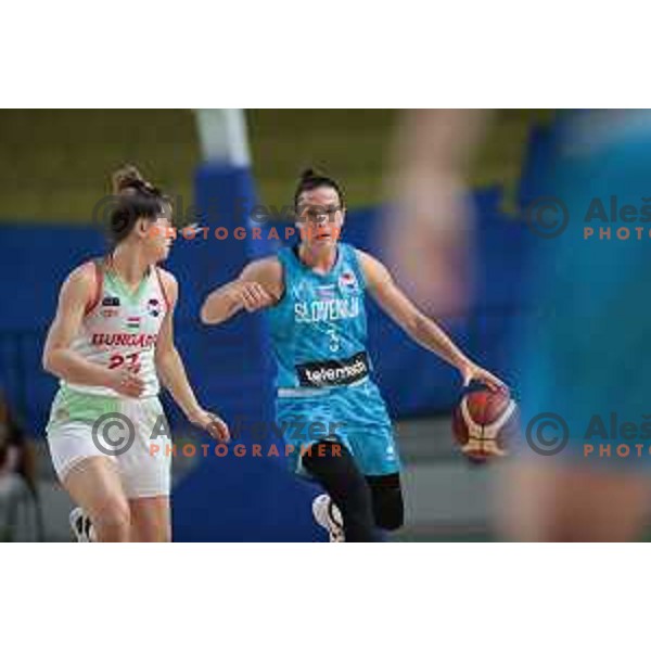 Teja Oblak in action during a friendly basketball match on Rakete Tour between Slovenia and Hungary in Zlatorog Hall in Celje, Slovenia on May 16, 2023 