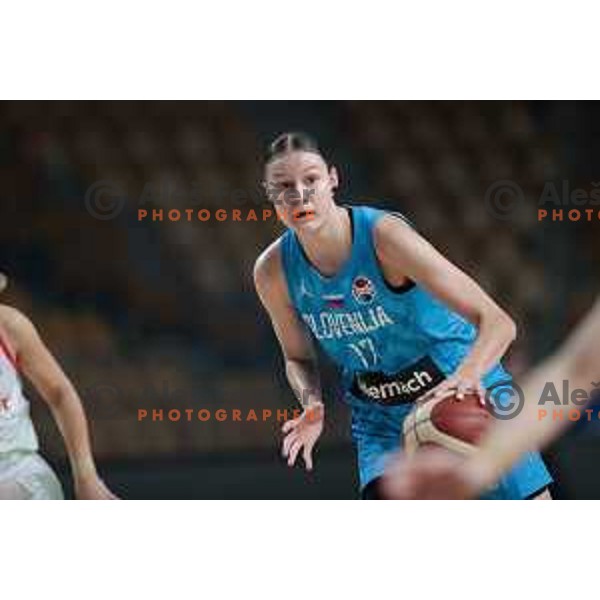 Ajsa Sivka in action during a friendly basketball match on Rakete Tour between Slovenia and Hungary in Zlatorog Hall in Celje, Slovenia on May 16, 2023 