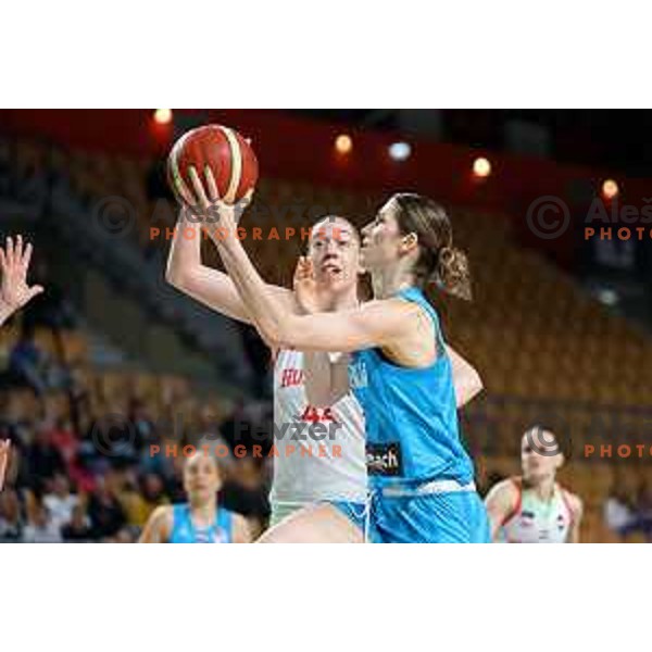Eva Lisec in action during a friendly basketball match on Rakete Tour between Slovenia and Hungary in Zlatorog Hall in Celje, Slovenia on May 16, 2023 