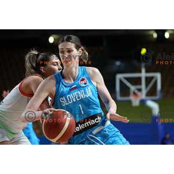 Eva Lisec in action during a friendly basketball match on Rakete Tour between Slovenia and Hungary in Zlatorog Hall in Celje, Slovenia on May 16, 2023 