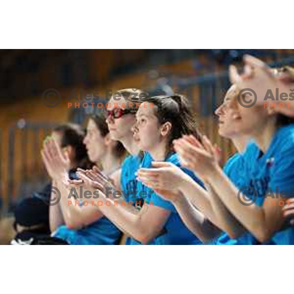 Zala Srot in action during a friendly basketball match on Rakete Tour between Slovenia and Hungary in Zlatorog Hall in Celje, Slovenia on May 16, 2023