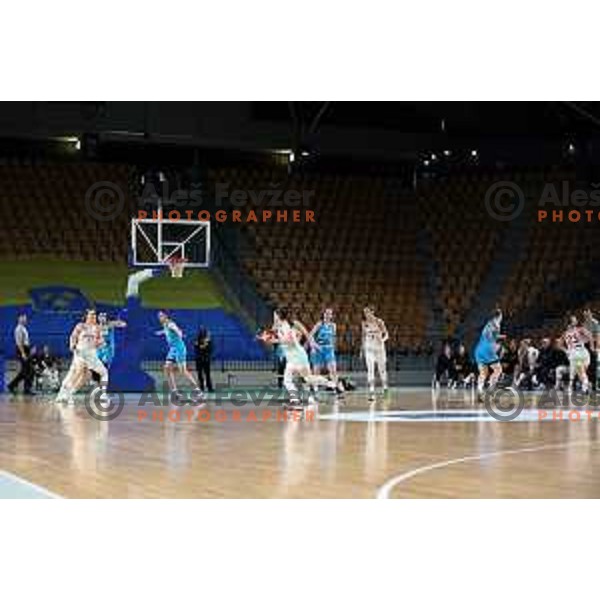 in action during a friendly basketball match on Rakete Tour between Slovenia and Hungary in Zlatorog Hall in Celje, Slovenia on May 16, 2023 