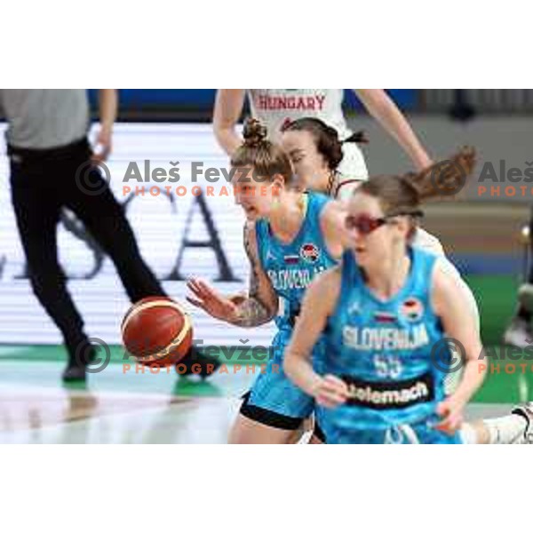 Lea Debeljak in action during a friendly basketball match on Rakete Tour between Slovenia and Hungary in Zlatorog Hall in Celje, Slovenia on May 16, 2023 