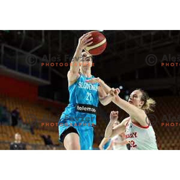 Gala Kramzar in action during a friendly basketball match on Rakete Tour between Slovenia and Hungary in Zlatorog Hall in Celje, Slovenia on May 16, 2023