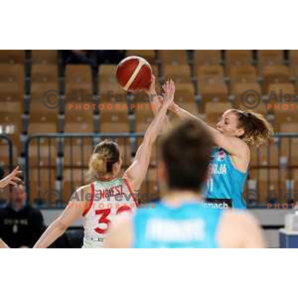 Eva Rupnik in action during a friendly basketball match on Rakete Tour between Slovenia and Hungary in Zlatorog Hall in Celje, Slovenia on May 16, 2023