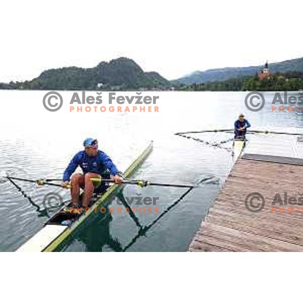 Filip Matej Pfeifer during Slovenia Rowing team practice on Lake Bled, Slovenia on May 18, 2023