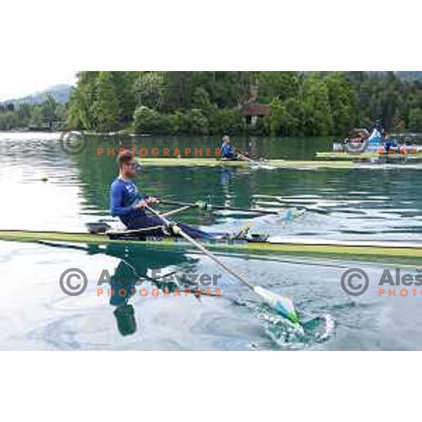 Rajko Hrvat during Slovenia Rowing team practice on Lake Bled, Slovenia on May 18, 2023