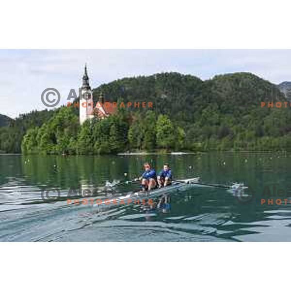 During Slovenia Rowing team practice on Lake Bled, Slovenia on May 18, 2023