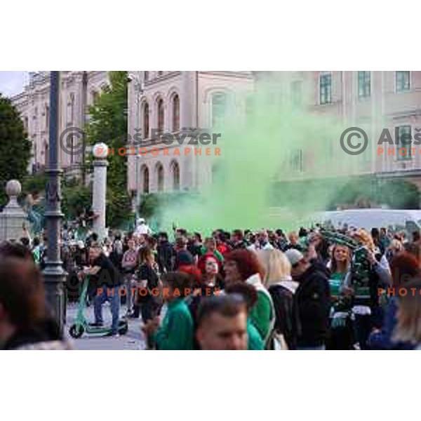 Fans during championship celebration of Olimpija in Kongresni trg, Ljubljana, Slovenia on May 20, 2023. Foto: Filip Barbalic