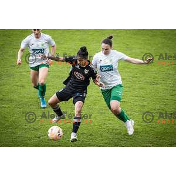 in action during Women’s First League football match between ZNK Mura Nona and ZNK Olimpija in Fazanerija, Murska Sobota, Slovenia on May 21, 2023. Photo: Jure Banfi
