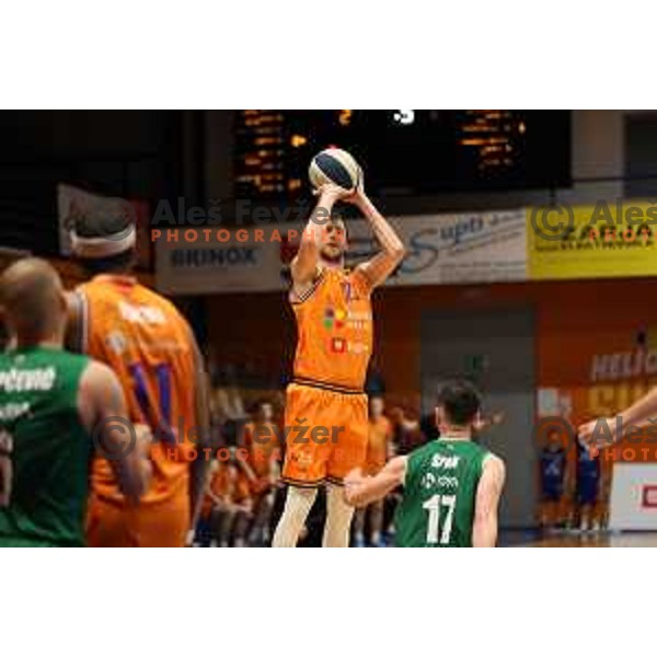 Blaz Mahkovic in action during the semi-final of Nova KBM League between Helios Suns and Krka in Domzale, Slovenia on May 23, 2023
