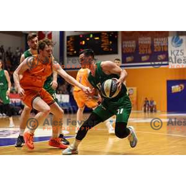 Austin Luke in action during the semi-final of Nova KBM League between Helios Suns and Krka in Domzale, Slovenia on May 23, 2023