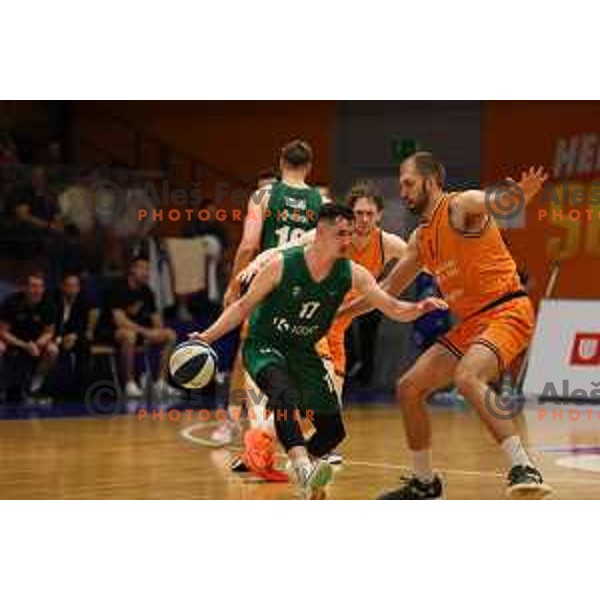 in action during the semi-final of Nova KBM League between Helios Suns and Krka in Domzale, Slovenia on May 23, 2023