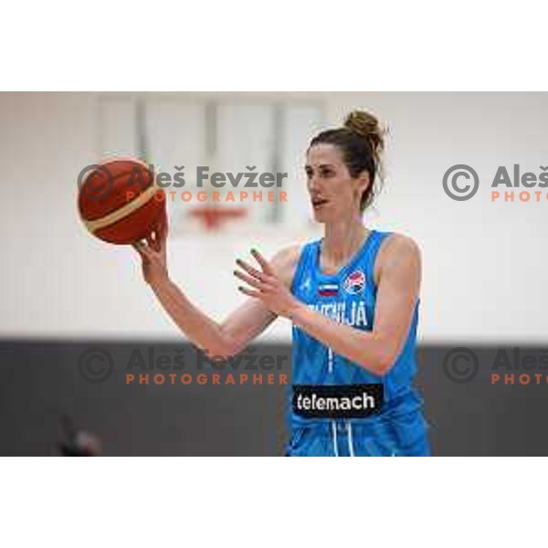 Eva Lisec of Slovenia during a friendly basketball match on Rakete Tour between Slovenia and Croatia in Menges, Slovenia on May 24, 2023