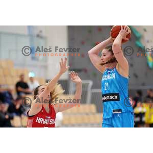 Gala Kramzar of Slovenia during a friendly basketball match on Rakete Tour between Slovenia and Croatia in Menges, Slovenia on May 24, 2023