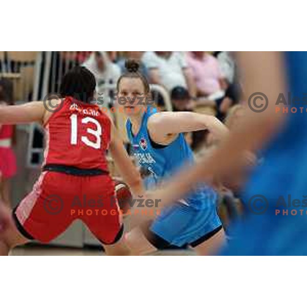 Lea Debeljak of Slovenia during a friendly basketball match on Rakete Tour between Slovenia and Croatia in Menges, Slovenia on May 24, 2023
