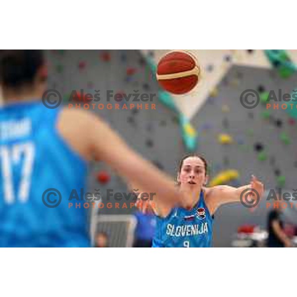 Hana Ivanusa of Slovenia during a friendly basketball match on Rakete Tour between Slovenia and Croatia in Menges, Slovenia on May 24, 2023