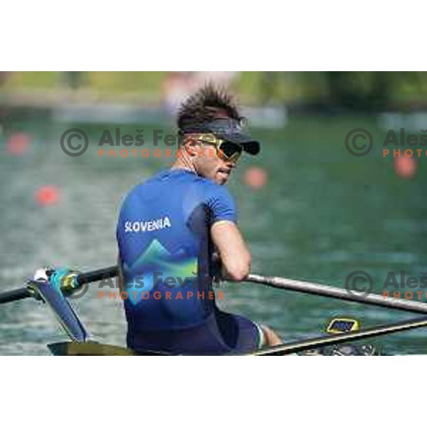 Rajko Hrvat (SLO) competes in qualification heat of Men\'s Lightweight Single Sculls at European Rowing Championships 2023, Bled, Slovenia on May 25, 2023 